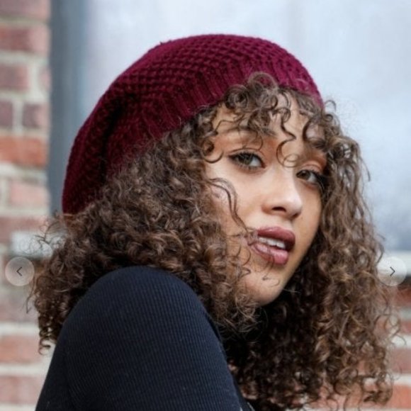 Maroon Super Soft Knit Slouch Beanie - Picture 1 of 2